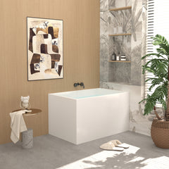 43"  Acrylic Freestanding Bathtub ,Spacious rectangle Shape, Gloss White Finish, Chrome Overflow & Pop-Up Drain CUPC Certificate
