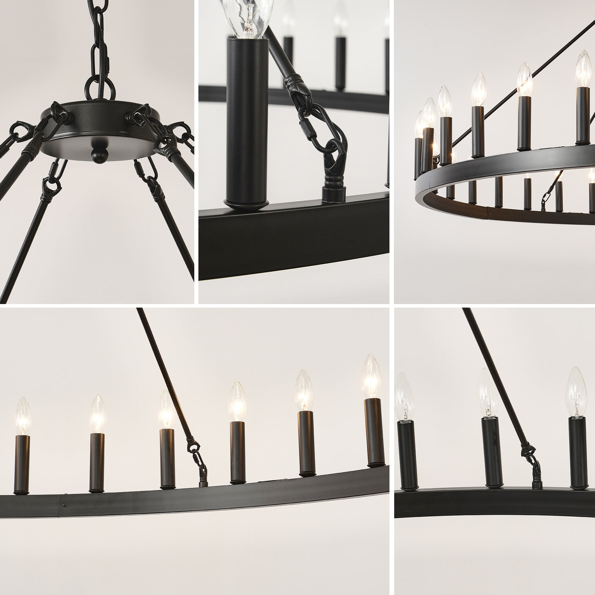 59.1INCH 36-Light Extra Large Wagon Wheel Chandelier, Black Farmhouse Round Wheel Chandelier Light Fixtures Wagon Wheel Chandeliers For Porch High Ceilings Dining Room Living Room,Kitchen, Bedroom-E12