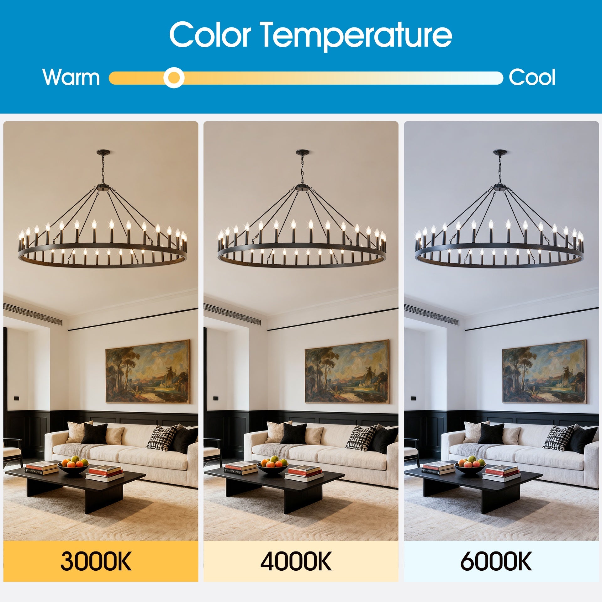59.1INCH 36-Light Extra Large Wagon Wheel Chandelier, Black Farmhouse Round Wheel Chandelier Light Fixtures Wagon Wheel Chandeliers For Porch High Ceilings Dining Room Living Room,Kitchen, Bedroom-E12