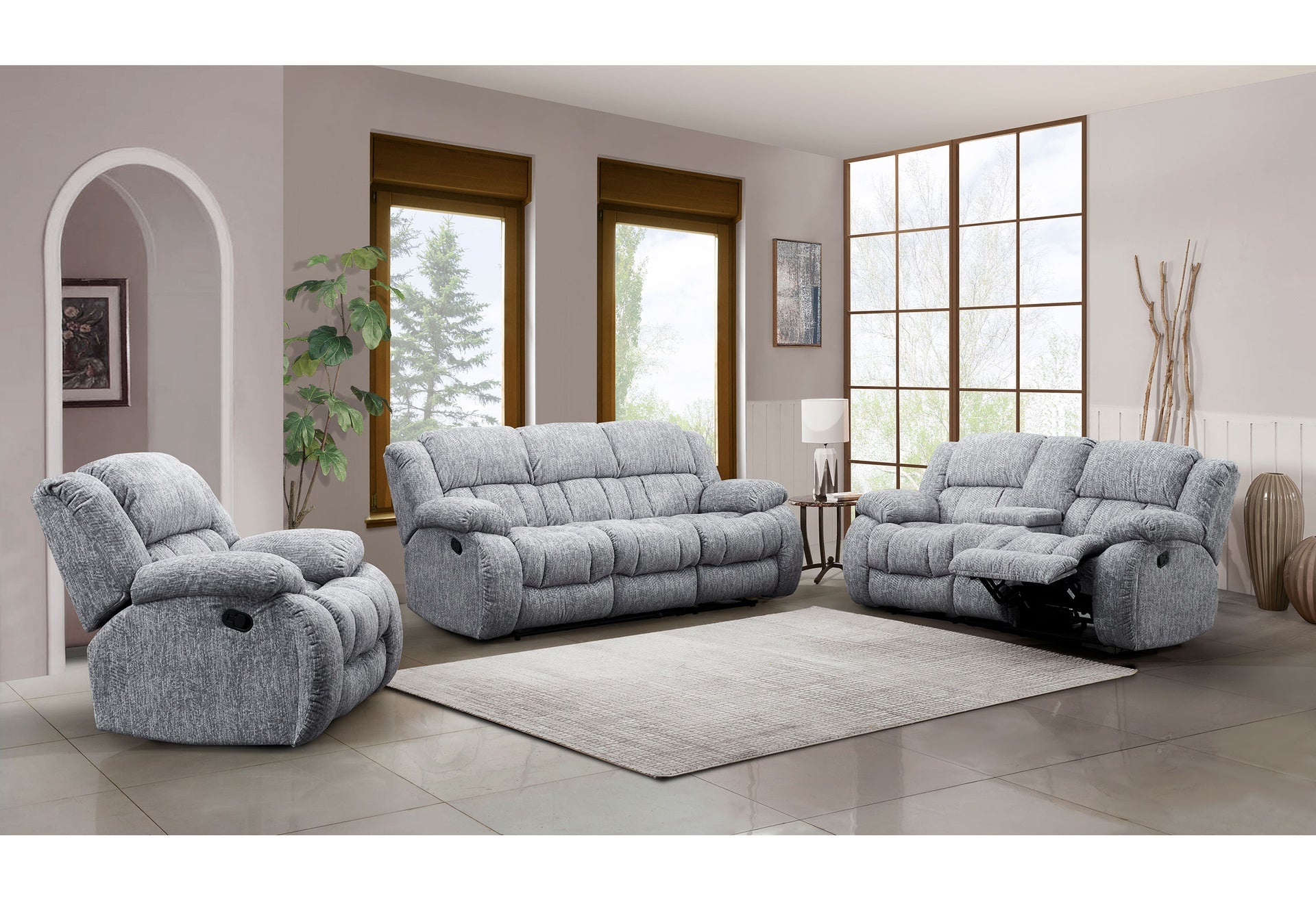 STONIC GREY RECLINING SOFA