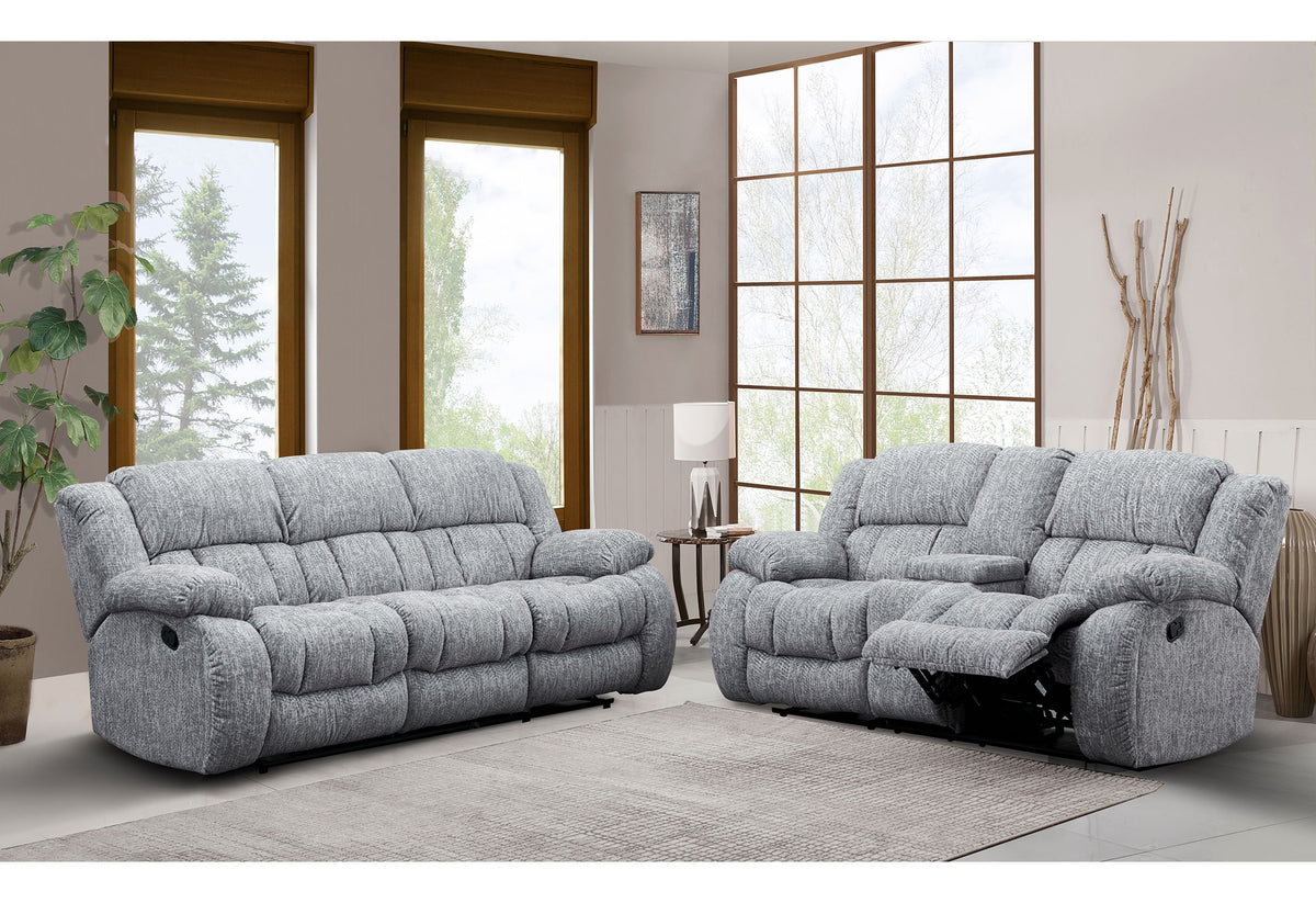 STONIC GREY RECLINING SOFA and LOVESEAT