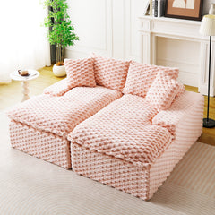 Pink Turtle Velvet Double Chaise Lounge, Multifunctional Lazy Sofa with Full Compressed Sponge, Capable of Side - by - Side or Face - to - Face Arrangement