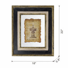 18x22" Lucian Framed Antiqued Sculpture Print,2 Piece