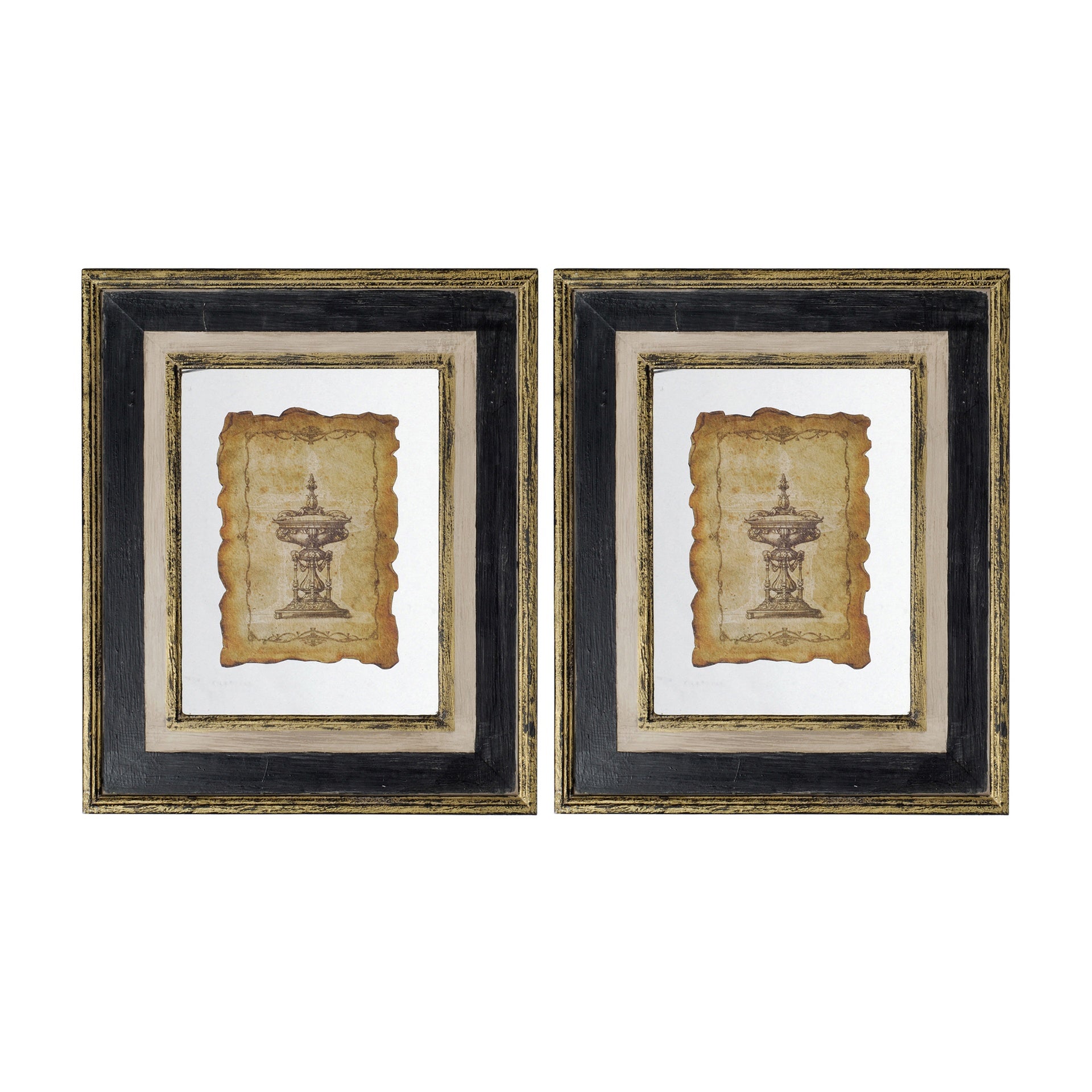18x22" Lucian Framed Antiqued Sculpture Print,2 Piece