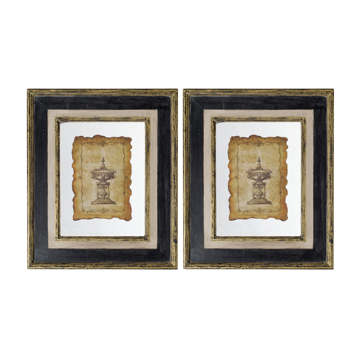 18x22" Lucian Framed Antiqued Sculpture Print,2 Piece