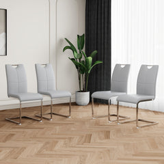 Modern Dining Chairs with Faux Leather Padded Seat Dining Living Room Chairs Upholstered Chair with Chrome Metal Legs Design for Kitchen, Living, Bedroom, Dining Room Side Chairs Set of 4