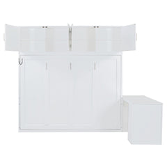Queen Size Wall Murphy Bed with Desk and Storage Shelves and Big Cabinets, White(OLD SKU: N820S00034K)