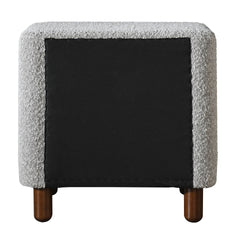 Grey Boucle 2-Drawer Upholstered Nightstand