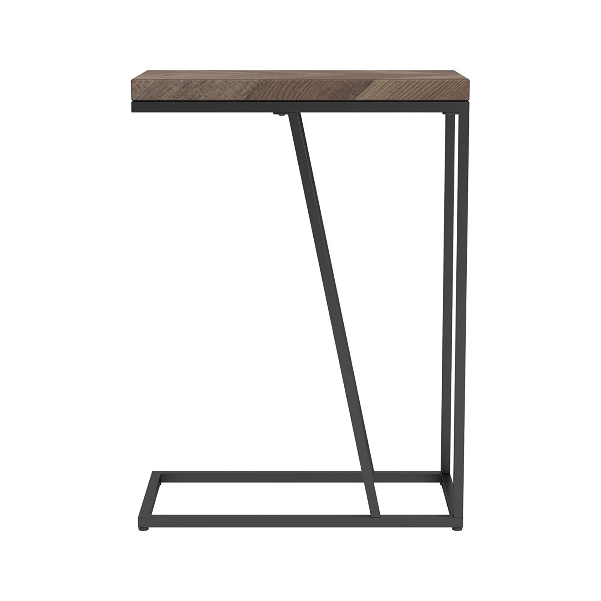 Rustic Tobacco Herringbone and Sandy Black Accent Table