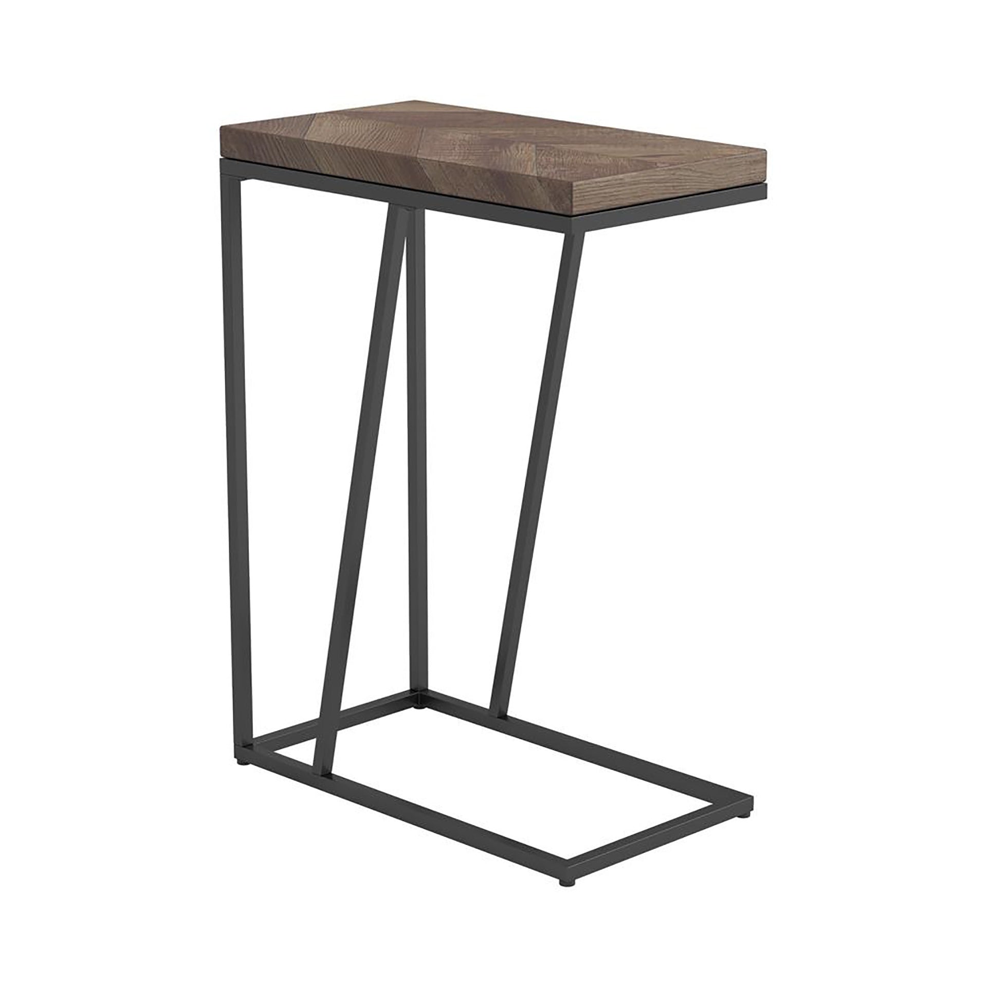 Rustic Tobacco Herringbone and Sandy Black Accent Table