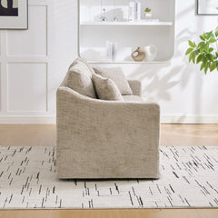83.86" Wide Modern Casual Sofa, Chenille Fabric, Deep Seat, Three-Seater, With Removable Upholstery Cover, Suitable For Living Room, Bedroom, Apartment.Wheat