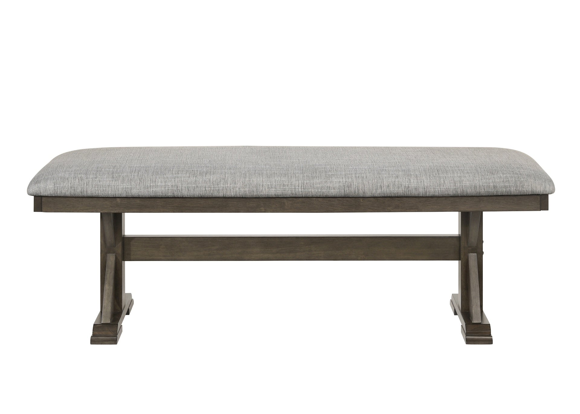 1pc Rustic Upholstered Dining Bench Rich Wood Finish Wooden Dining Room Furniture Brown