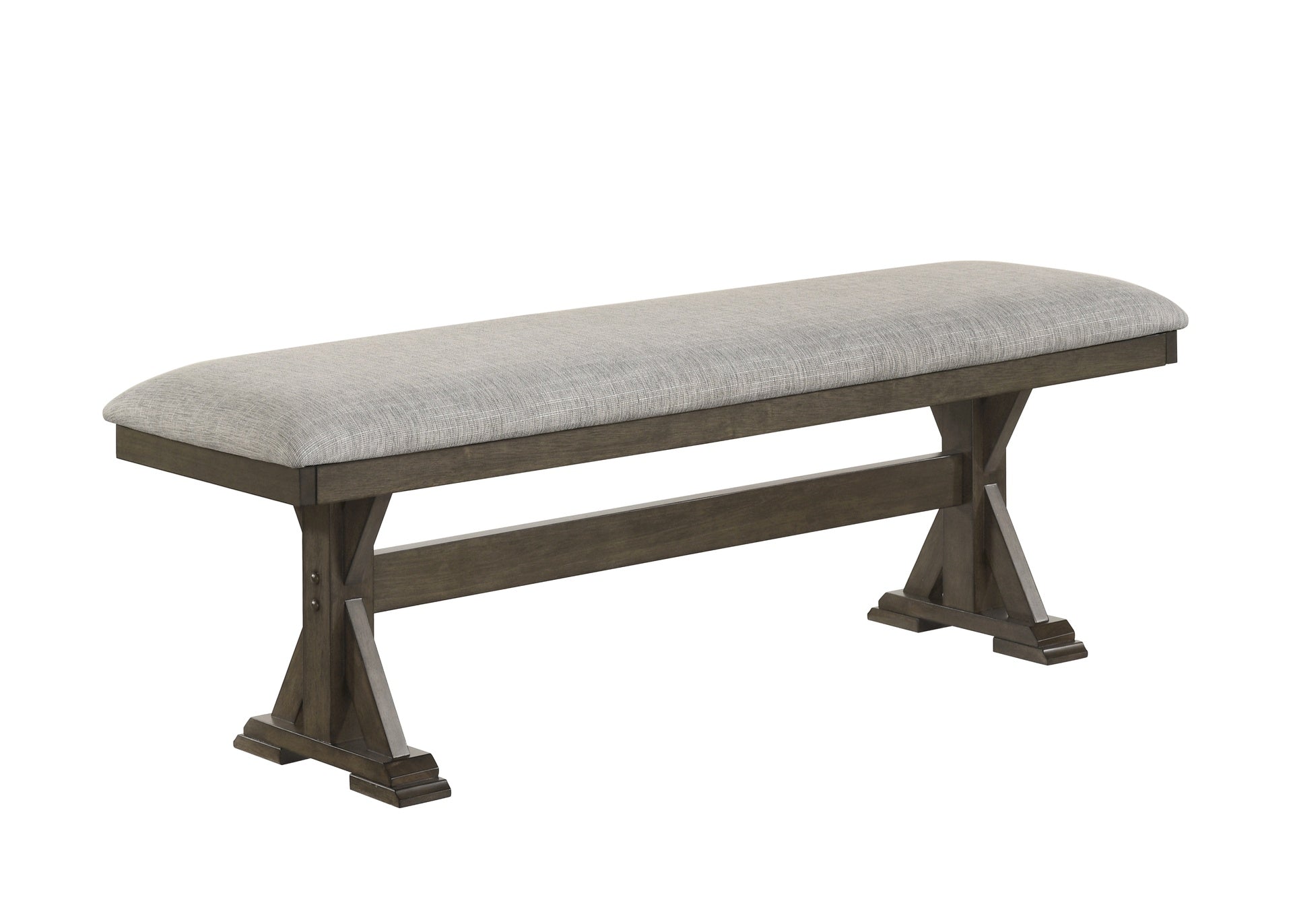 1pc Rustic Upholstered Dining Bench Rich Wood Finish Wooden Dining Room Furniture Brown