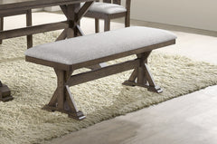 1pc Rustic Upholstered Dining Bench Rich Wood Finish Wooden Dining Room Furniture Brown