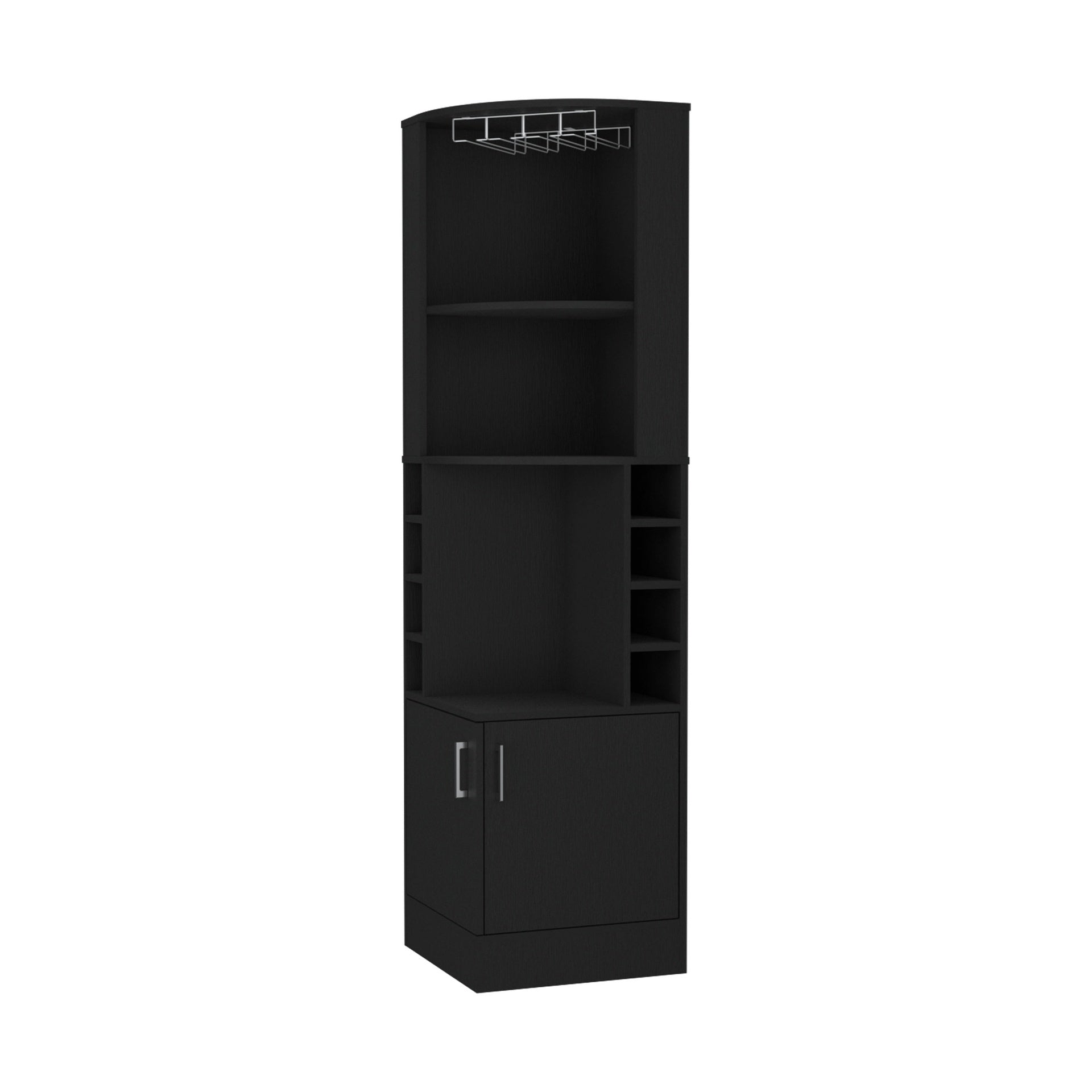Delhi Corner Bar Cabinet, Eight Built-in Wine Rack, Glass Rack, Double Door Cabinet
