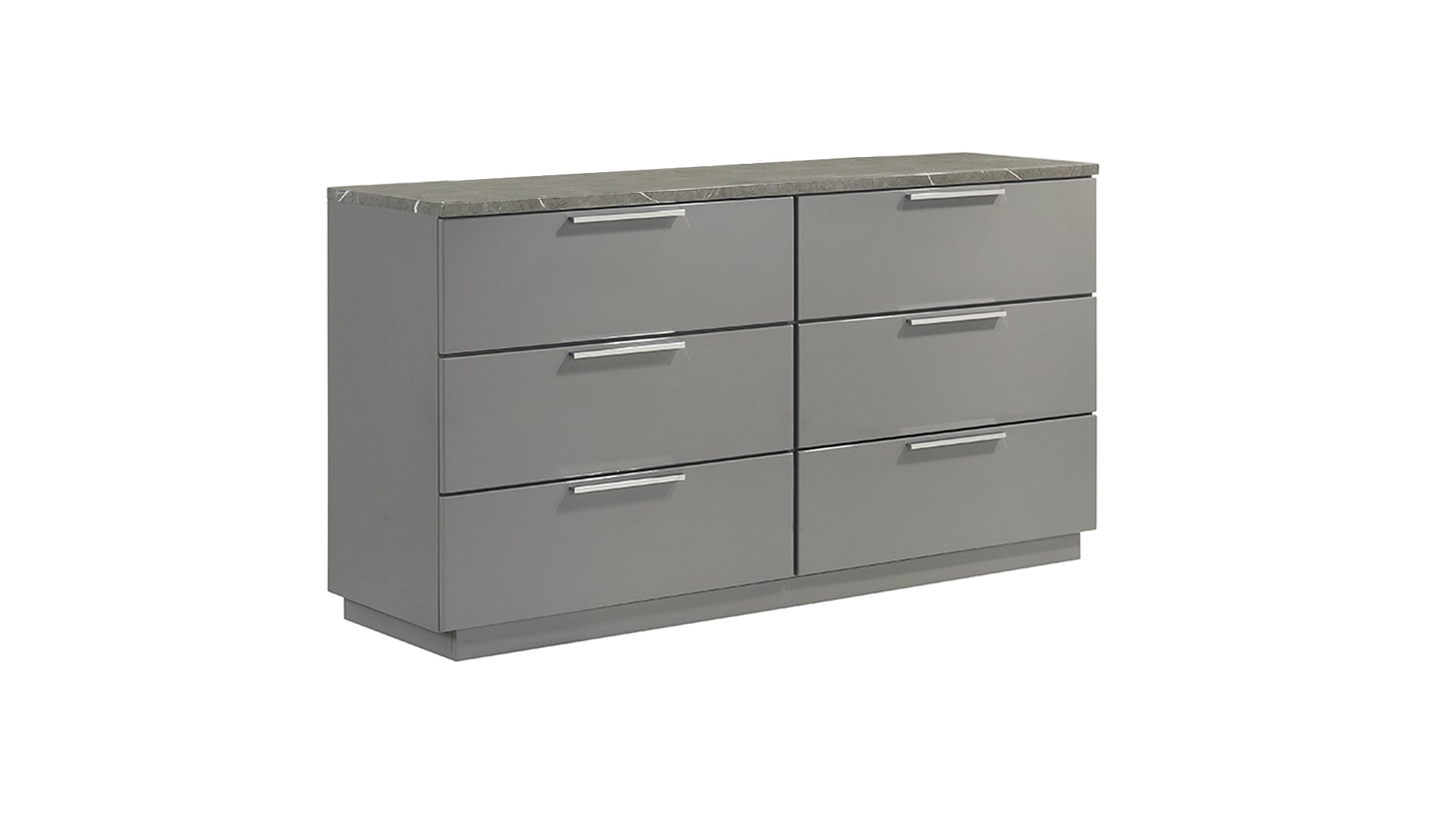 Elara Queen 4-Piece Set – Two-Tone High-Gloss Marble & Lacquer Finish with LED Lighting, Metal-Finished Legs- Gray (NJ Inventory)
