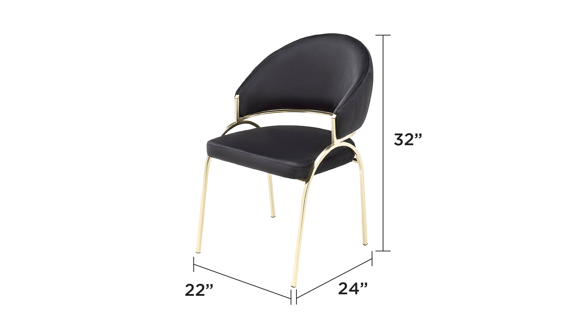 Ruby Modern & Contemporary style chair made with Metal & Gold Legs in Black Color
