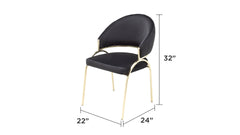 Ruby Modern & Contemporary style chair made with Metal & Gold Legs in Black Color