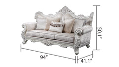 Melrose Traditional style Sofa in champagne and silver brush finish made with wood