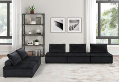 Aveline 120"W Black Velvet 5 Pc Sofa and Loveseat