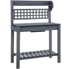 Wooden Workstation,Outdoor Potting Bench Table,with Sliding Tabletop,Storage Shelf and Dry Sink,for Greenhouse,Garden,Patio