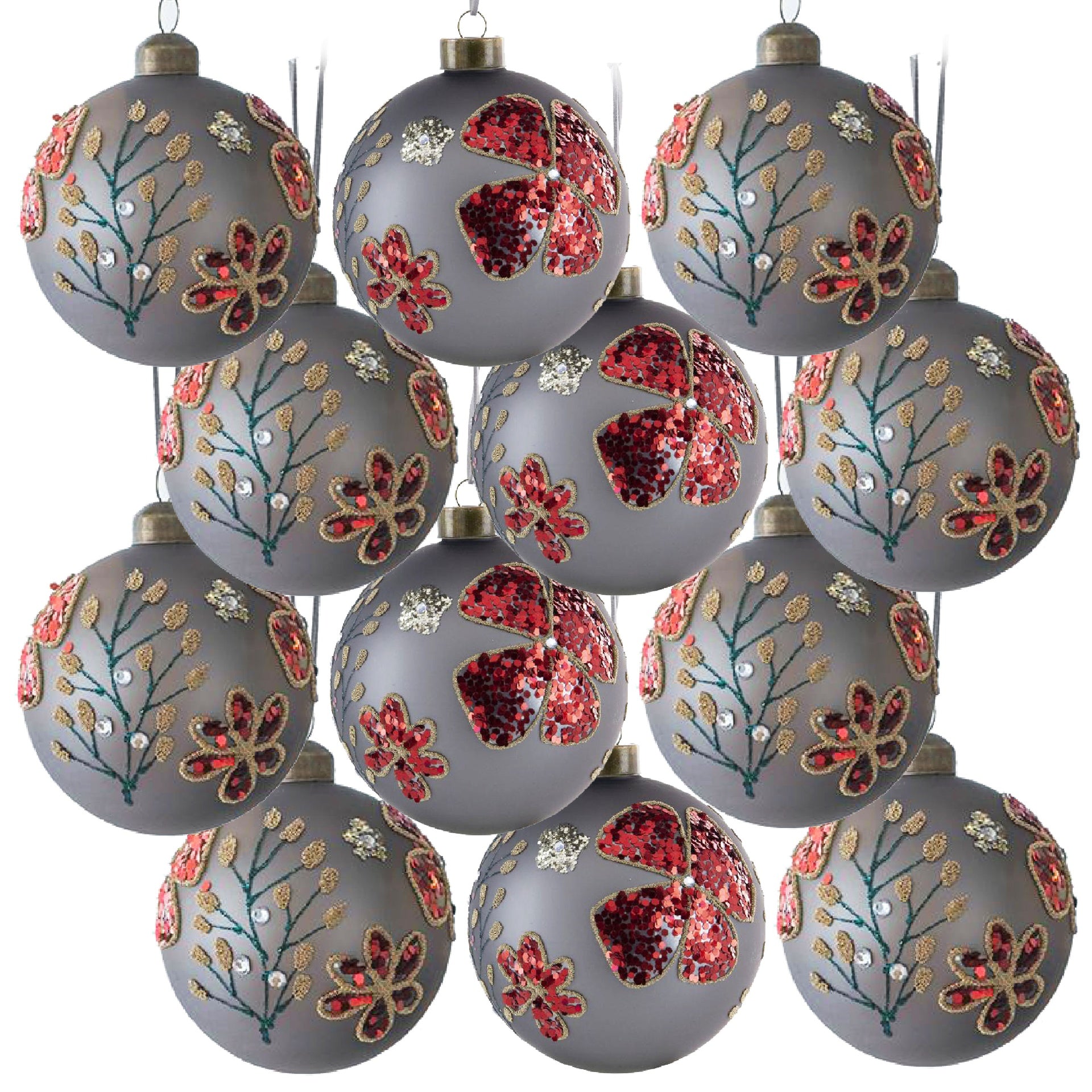 D3" Christmas Ball Ornaments, Glass Decorative Hanging Ball Christmas Tree Ornaments for Holiday Party Decorations, Set of 12