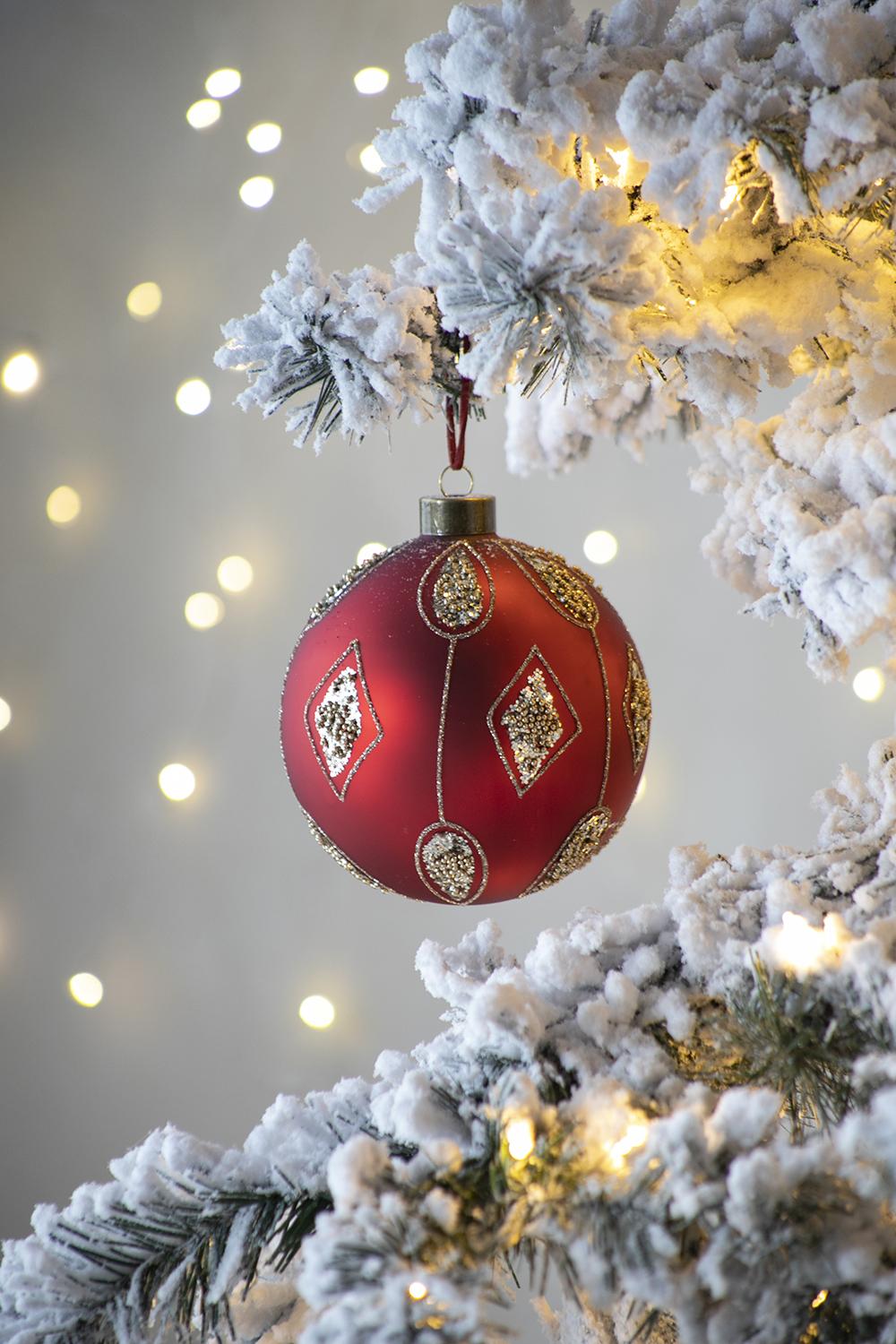 D4.7" Christmas Ball Ornaments, Glass Decorative Hanging Ball Christmas Tree Ornaments for Holiday Party Decorations, Set of 4
