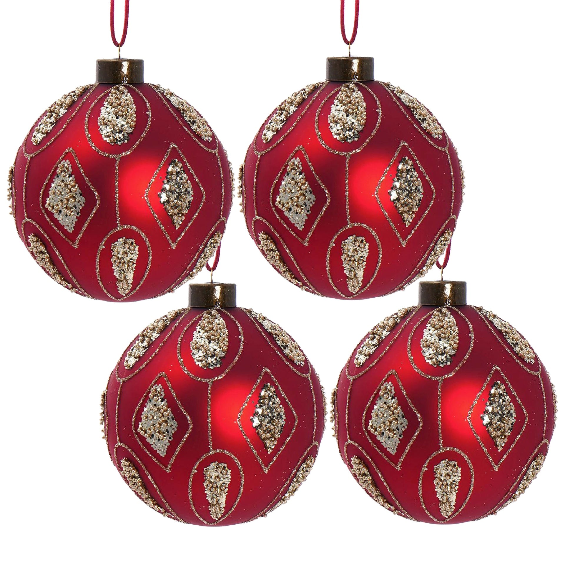 D4.7" Christmas Ball Ornaments, Glass Decorative Hanging Ball Christmas Tree Ornaments for Holiday Party Decorations, Set of 4
