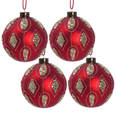 D4.7" Christmas Ball Ornaments, Glass Decorative Hanging Ball Christmas Tree Ornaments for Holiday Party Decorations, Set of 4