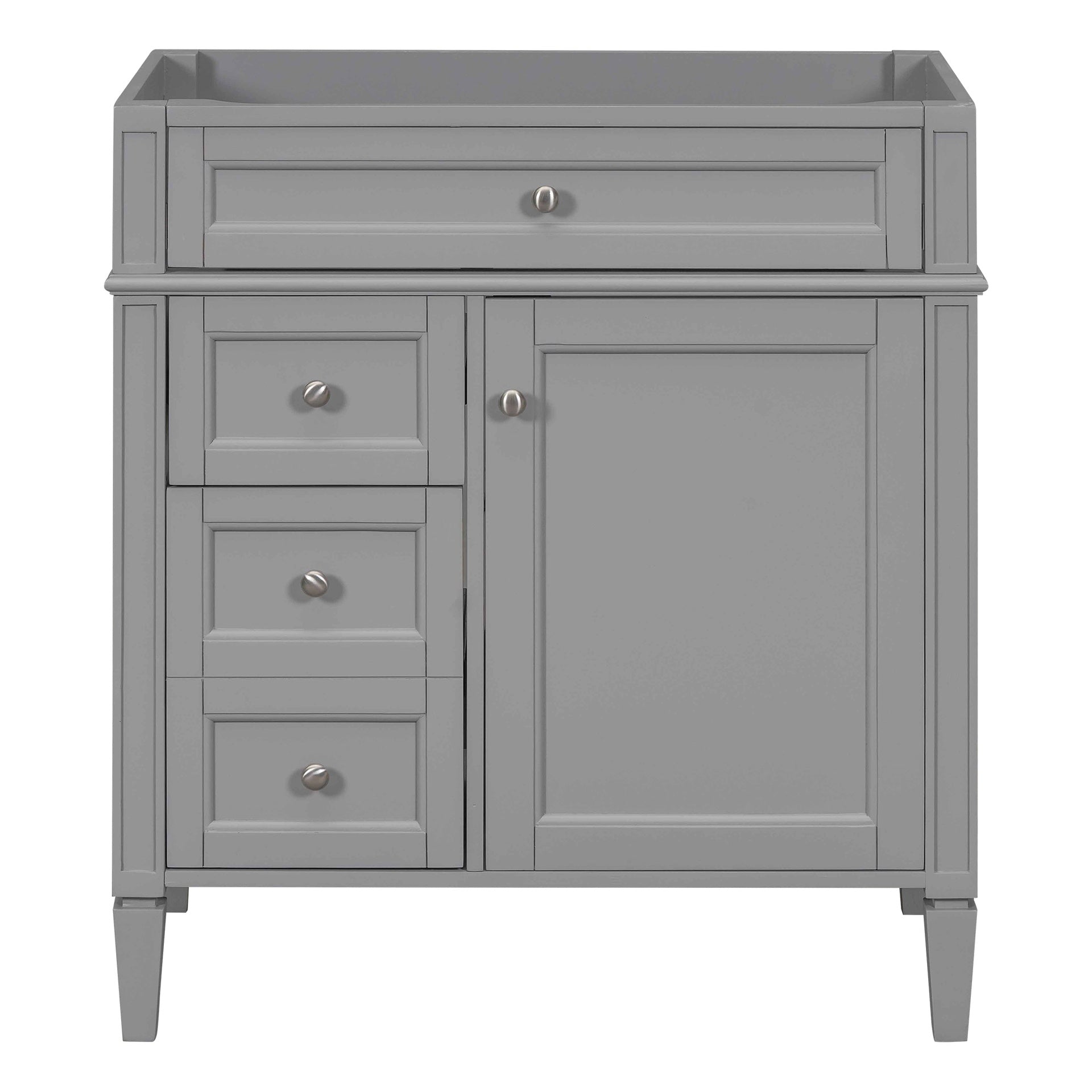 30'' Bathroom Vanity without Top Sink, Modern Bathroom Storage Cabinet with 2 Drawers and a Tip-out Drawer (NOT INCLUDE BASIN)