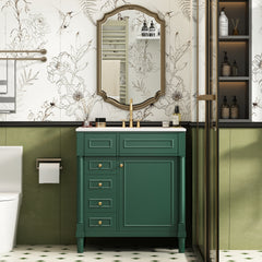 30" Bathroom Vanity with Sink, Freestanding Bathroom Storage Vanity Cabinet w/Soft-Closing Door, Bathroom Cabinet with 2 Drawers
