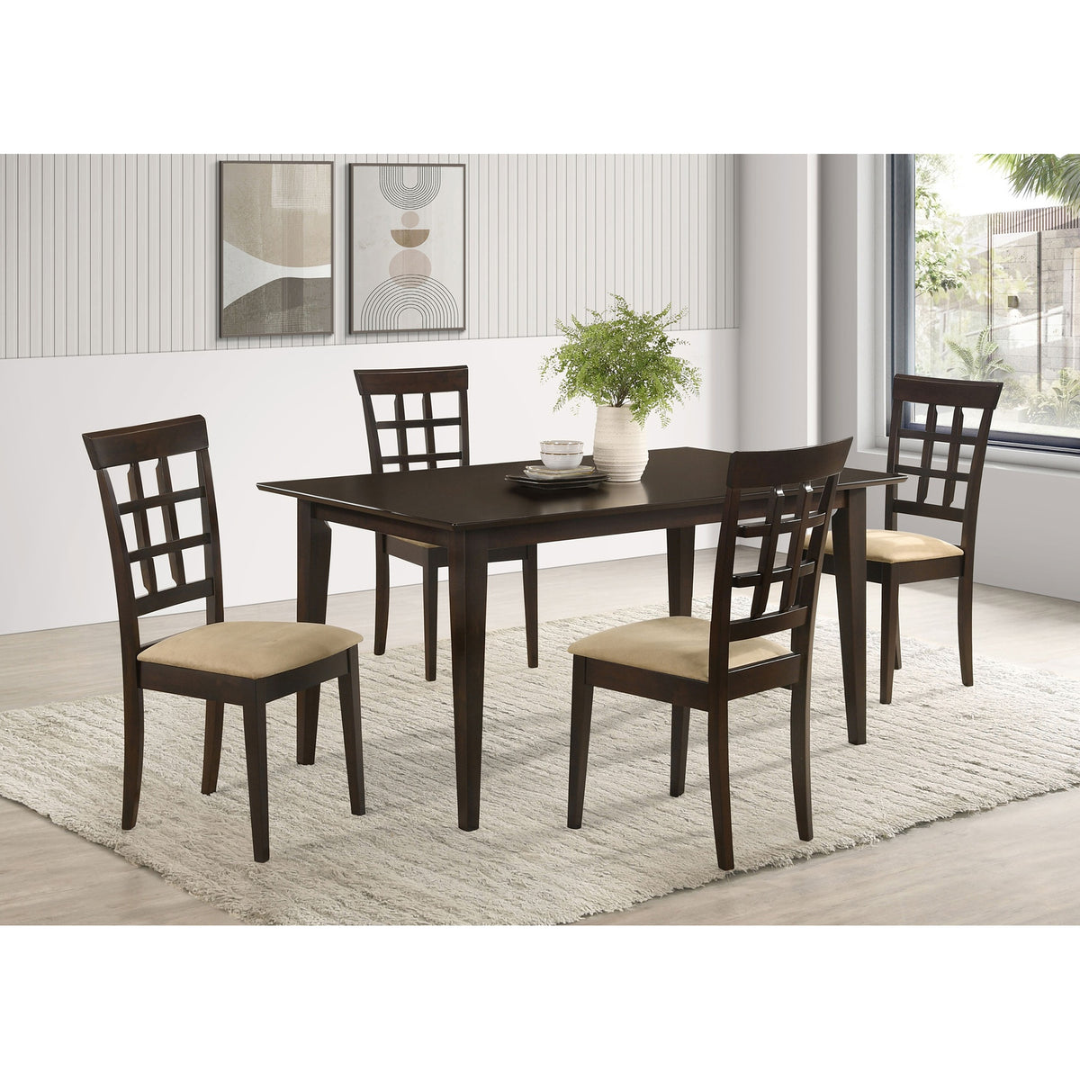 Henin Cappuccino and Beige 5-piece Dining Set
