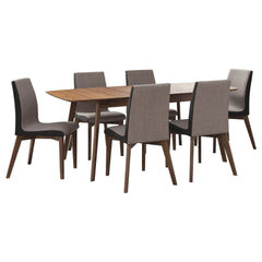 Lana Natural Walnut and Grey 7-piece Dining Set