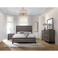 Carina Grey Oak and Black 4-piece Eastern King Panel Bedroom Set