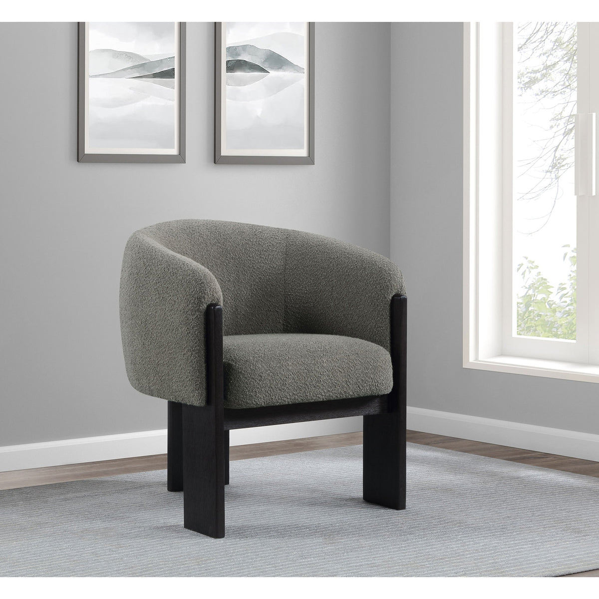Maciel Brown Upholstered Barrel Back Accent Chair