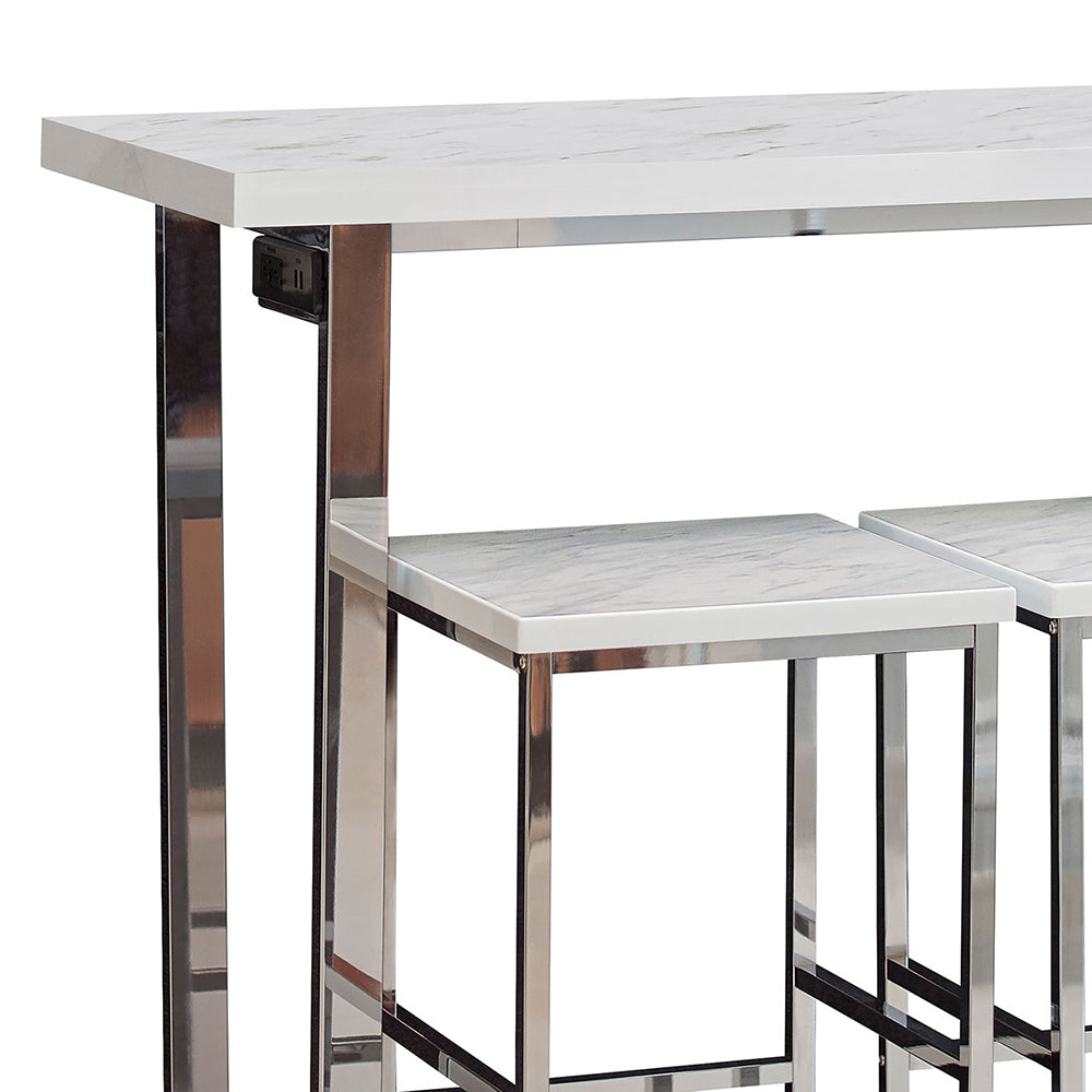Ledesma White Marble 4-Piece Dining Set