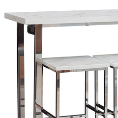 Ledesma White Marble 4-Piece Dining Set