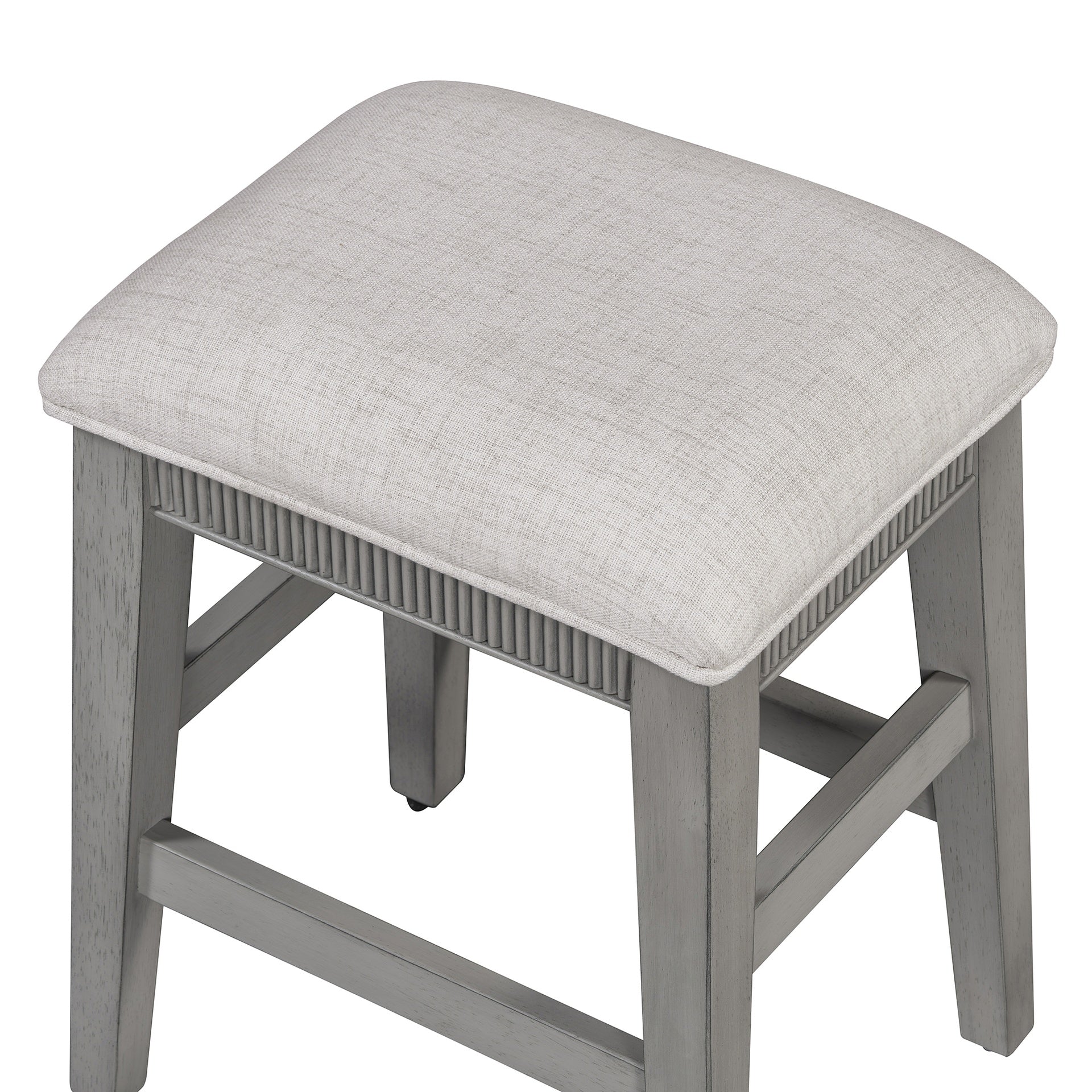 TREXM 4-Piece Dining Table Set for 3, Retro Kitchen Table and Chairs Set with 3 Storage Drawers, Ideal for Small Spaces (Light Grey)