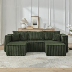 Compact modular sectional,Compressed Corduroy Sofa with Modern Minimalist Style, Ultra-Comfy Compression Modular Sofa with Space-Saving Efficient Design-Green