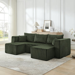 Compact modular sectional,Compressed Corduroy Sofa with Modern Minimalist Style, Ultra-Comfy Compression Modular Sofa with Space-Saving Efficient Design-Green