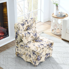 Flannel single dining chair with soft seat cushion and backrest, no armrests, matching pillow can be used as waist cushion, this dining chair can be used in the living room - BLUE