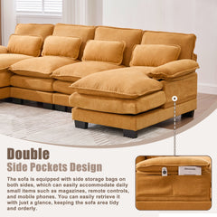 UNITED WE WIN U Shaped Cloud Couch, 110" Chenille Comfy 4 Seat Sectional Couches for Living Room, Modular Sofa Sleeper with Double Chaise & Memory Foam for Apartment