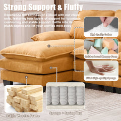 UNITED WE WIN U Shaped Cloud Couch, 110" Chenille Comfy 4 Seat Sectional Couches for Living Room, Modular Sofa Sleeper with Double Chaise & Memory Foam for Apartment