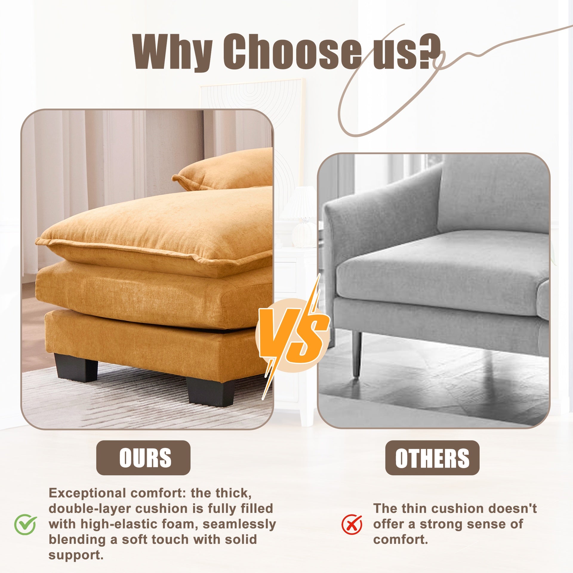 UNITED WE WIN U Shaped Cloud Couch, 110" Chenille Comfy 4 Seat Sectional Couches for Living Room, Modular Sofa Sleeper with Double Chaise & Memory Foam for Apartment