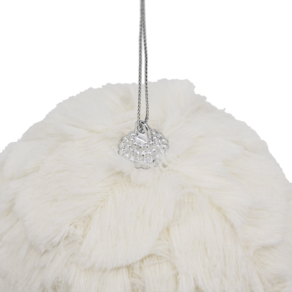 4" Cream Ruffle Ball Ornament, Decorative Hanging Ball Christmas Tree Ornaments for Holiday Party Decorations, Set of 6