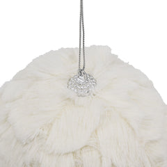 4" Cream Ruffle Ball Ornament, Decorative Hanging Ball Christmas Tree Ornaments for Holiday Party Decorations, Set of 6