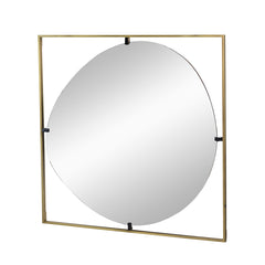 32x1x32" Poppy Mirror with Gold Metal Frame Contemporary Design for Bathroom, Entryway Wall Decor