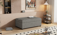 Twin Size Folding Ottoman Sleeper Bed with Mattress Convertible Guest Bed, Dark Gray