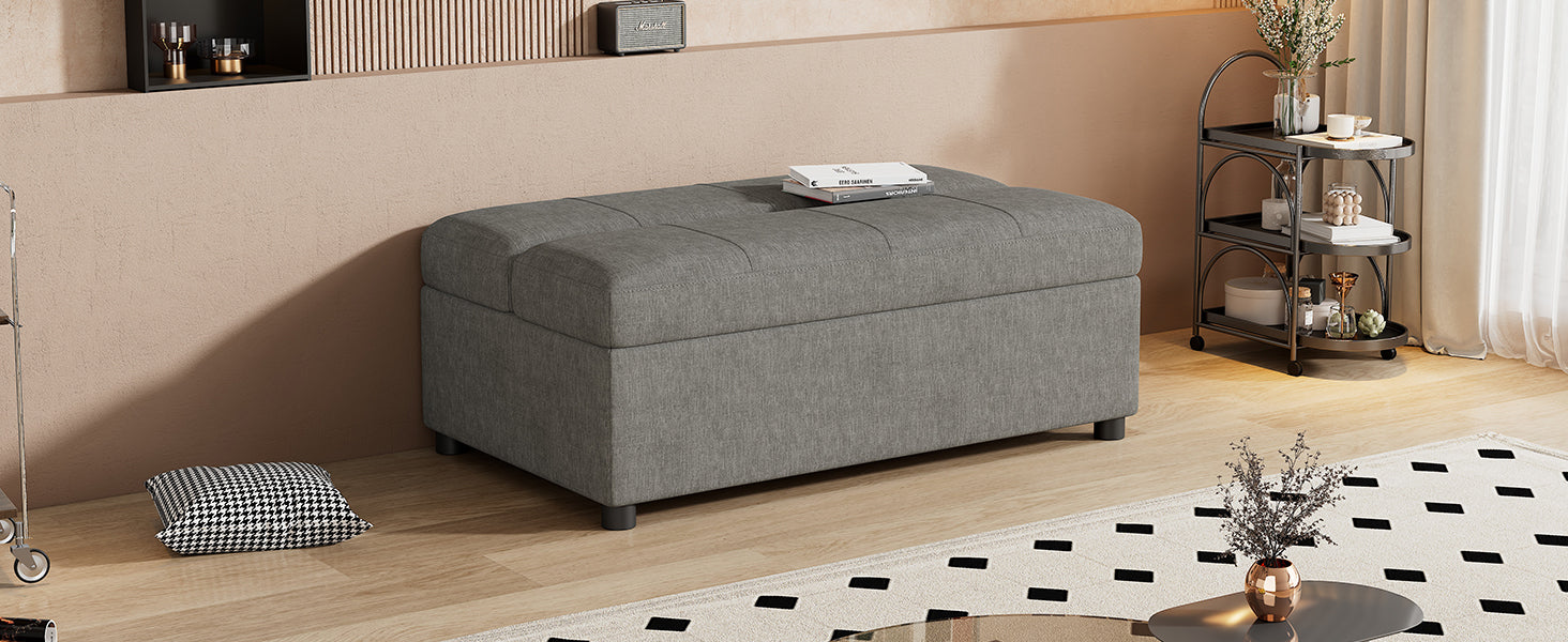 Twin Size Folding Ottoman Sleeper Bed with Mattress Convertible Guest Bed, Dark Gray