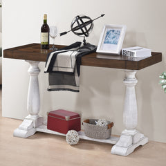 30-Inch Farmhouse Sofa Table with Pedestal Legs, Rustic Entryway Console for Living Room